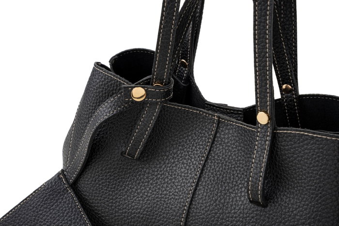 Lucky Bees Bolsa de Hombro 1274 Negro en CUERO DE POLIVINILO Elegante para Mujer
